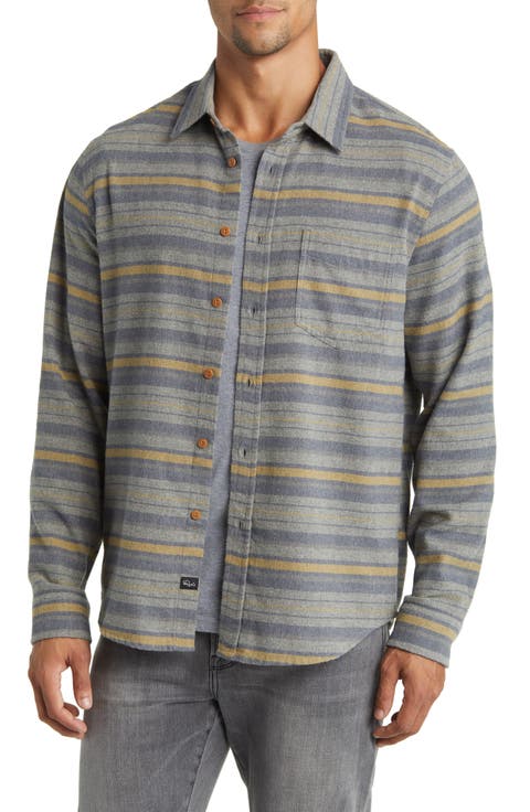 Runson Stripe Flannel Button-Up Shirt