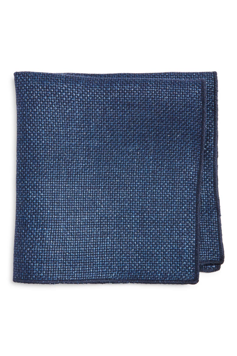 Navy Wool Pocket Square, Main, color, NAVY