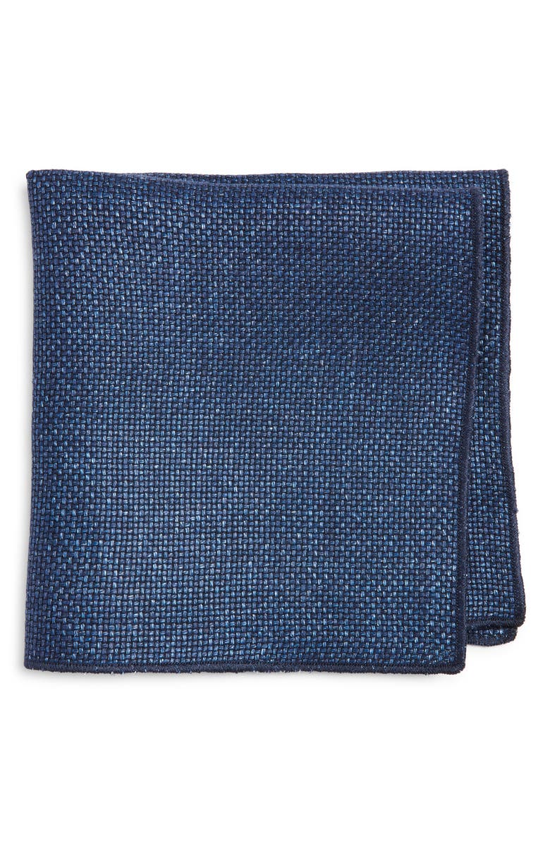CLIFTON WILSON Navy Wool Pocket Square, Main, color, Navy