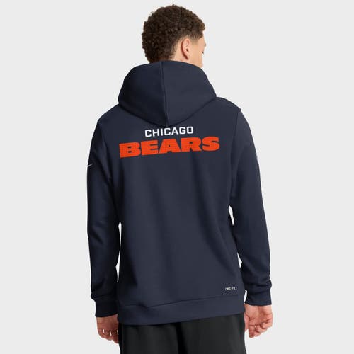 Nike Navy Chicago Bears Sideline Standard Issue Initial Home Dri-fit Hoodie In Blue