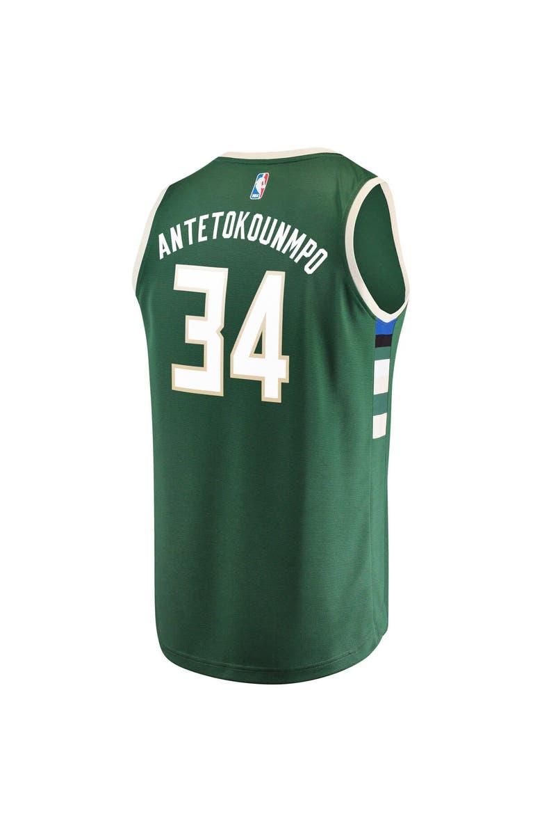 FANATICS Men's Fanatics Branded Antetokounmpo Green Milwaukee Bucks Fast Break Replica Player Jersey - Icon Edition, Alternate, color, 