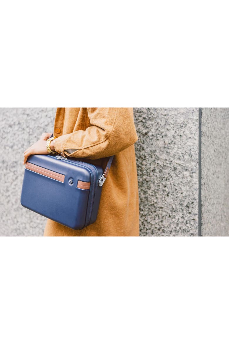 Virtuosa Hardside Train Case - Crossbody Travel Makeup Case with Removable Strap, Alternate, color, Navy