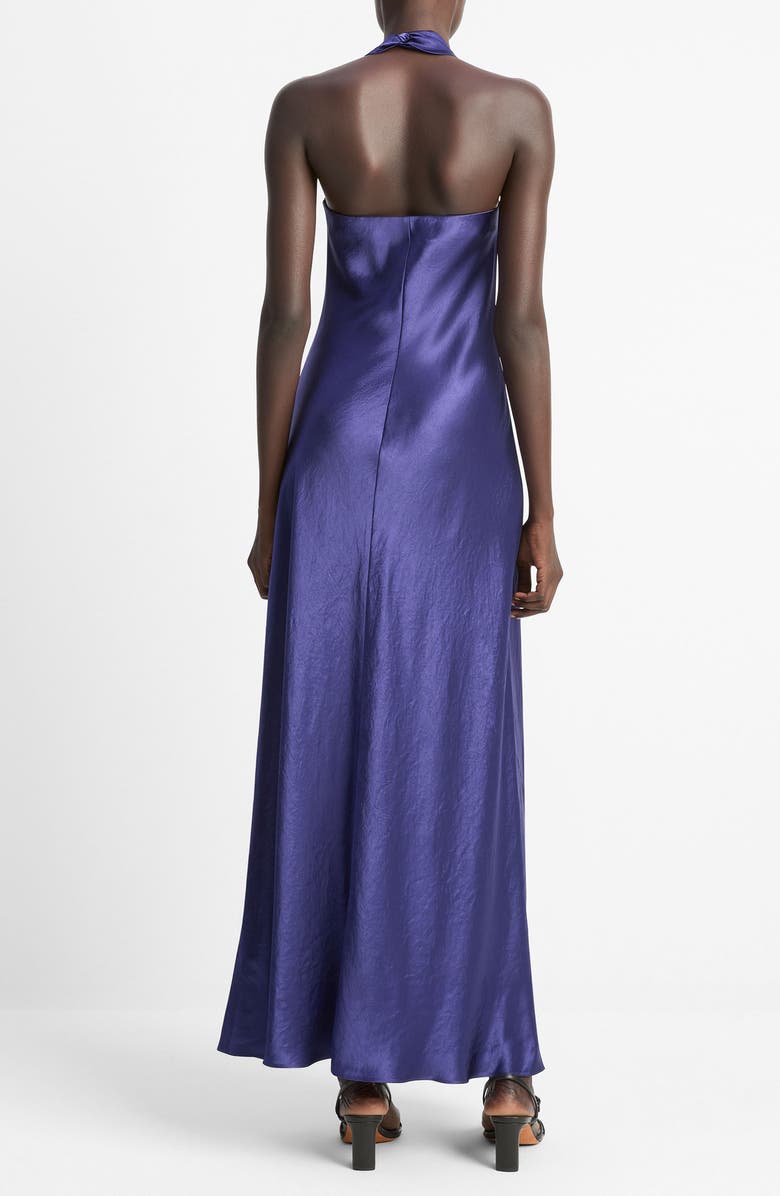 Vince Cowl Neck Satin Halter Dress, Alternate, color, Deep Iris