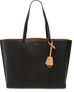 Tory store Burch Black McGraw Triple Compartment Leather Tote Bag