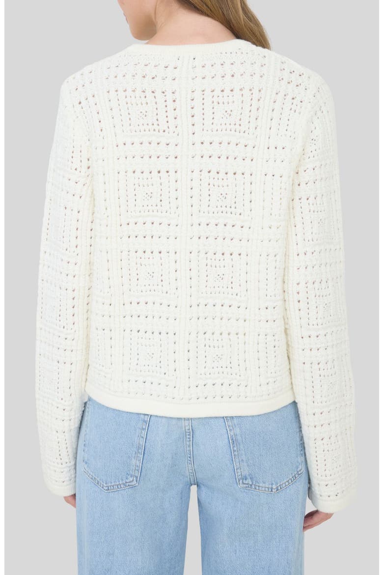 Openwork Texture Cardigan, Alternate, color, IVORY