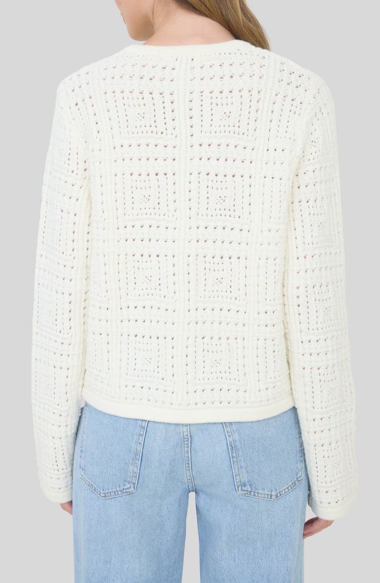 ZOE AND CLAIRE Openwork Texture Cardigan, Alternate, color, Ivory
