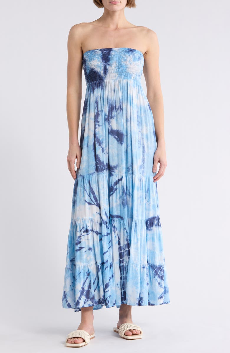 BOHO ME Ombre Tube Maxi Dress, Main, color, Sky Tiedye