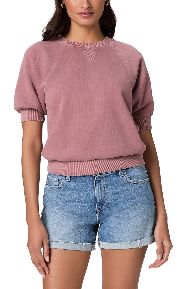 Dylan Cuffed Raw Hem Mid Rise Denim Shorts, Alternate, color, TULIPE