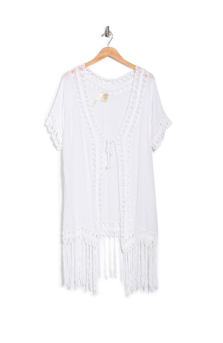 Forgotten Grace Mixed Media Fringe Trim Topper, Alternate, color, White