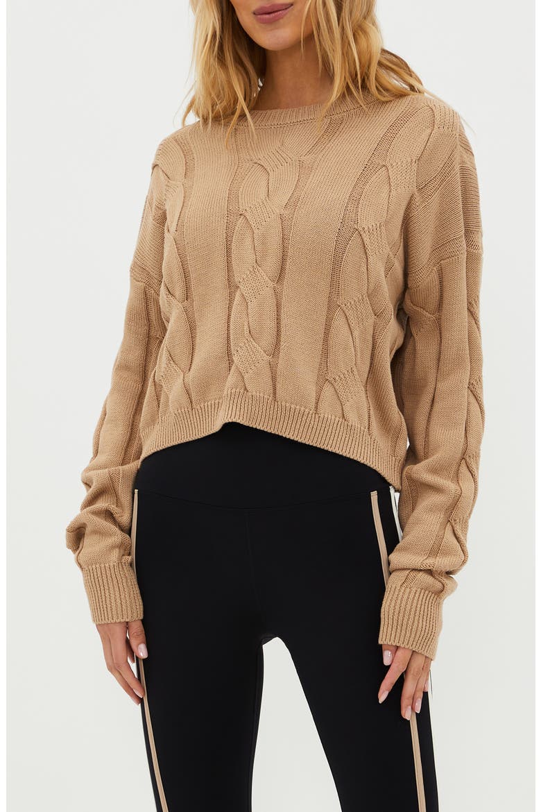 Clarice Cotton Cable Stitch Sweater, Main, color, SANDSHELL