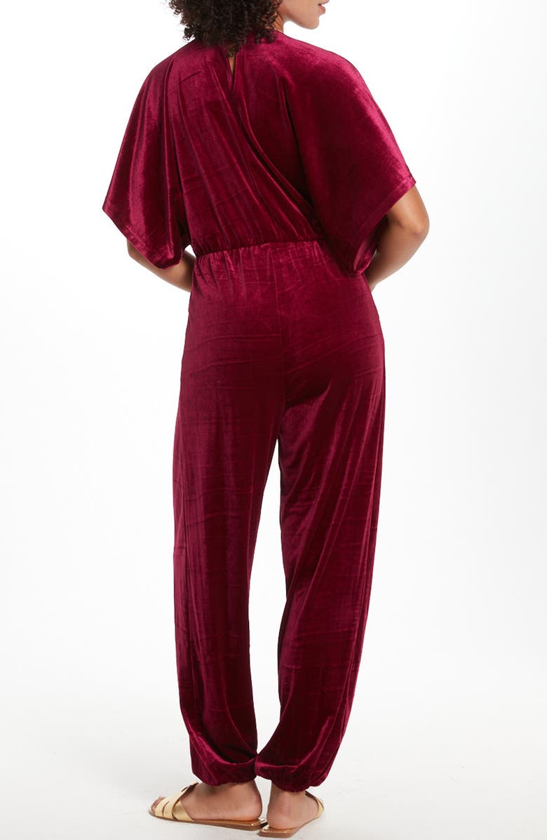 WISHLIST Dolman Sleeve Velour Jumpsuit, Alternate, color, Burgundy