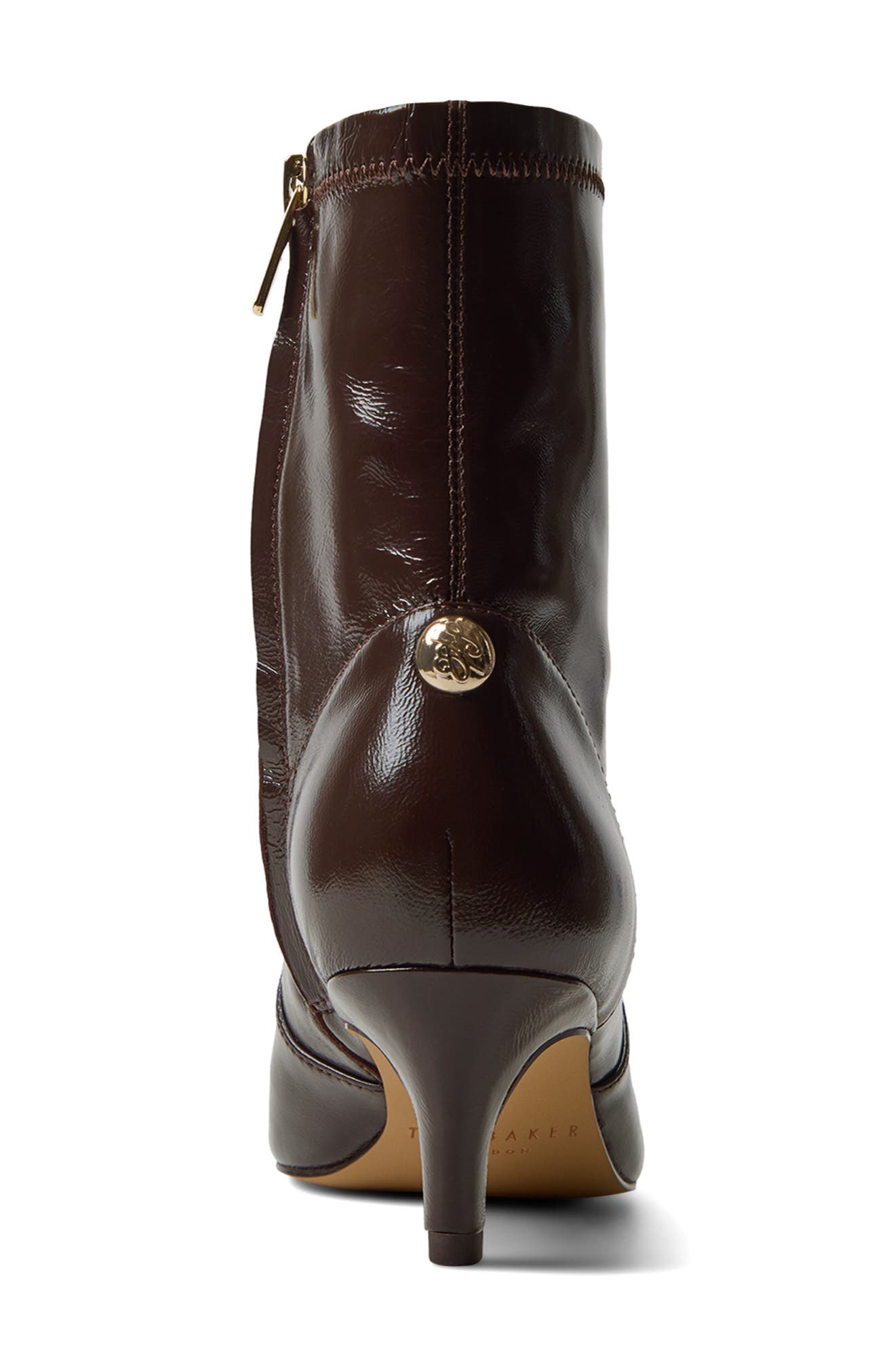 Stretch Leather Bootie, Alternate, color, DARK BROWN