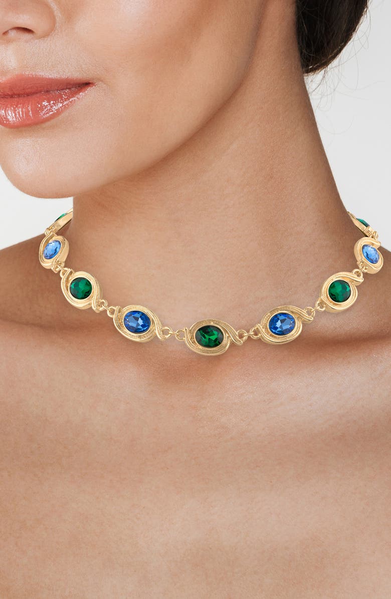JARDIN Crystal Baroque Link Collar Necklace, Alternate, color, Multi/ Gold