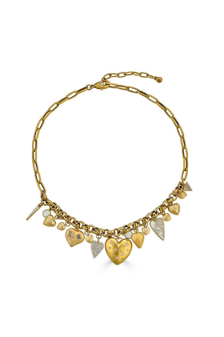 Full Heart Charm Necklace, Main, color, Gold