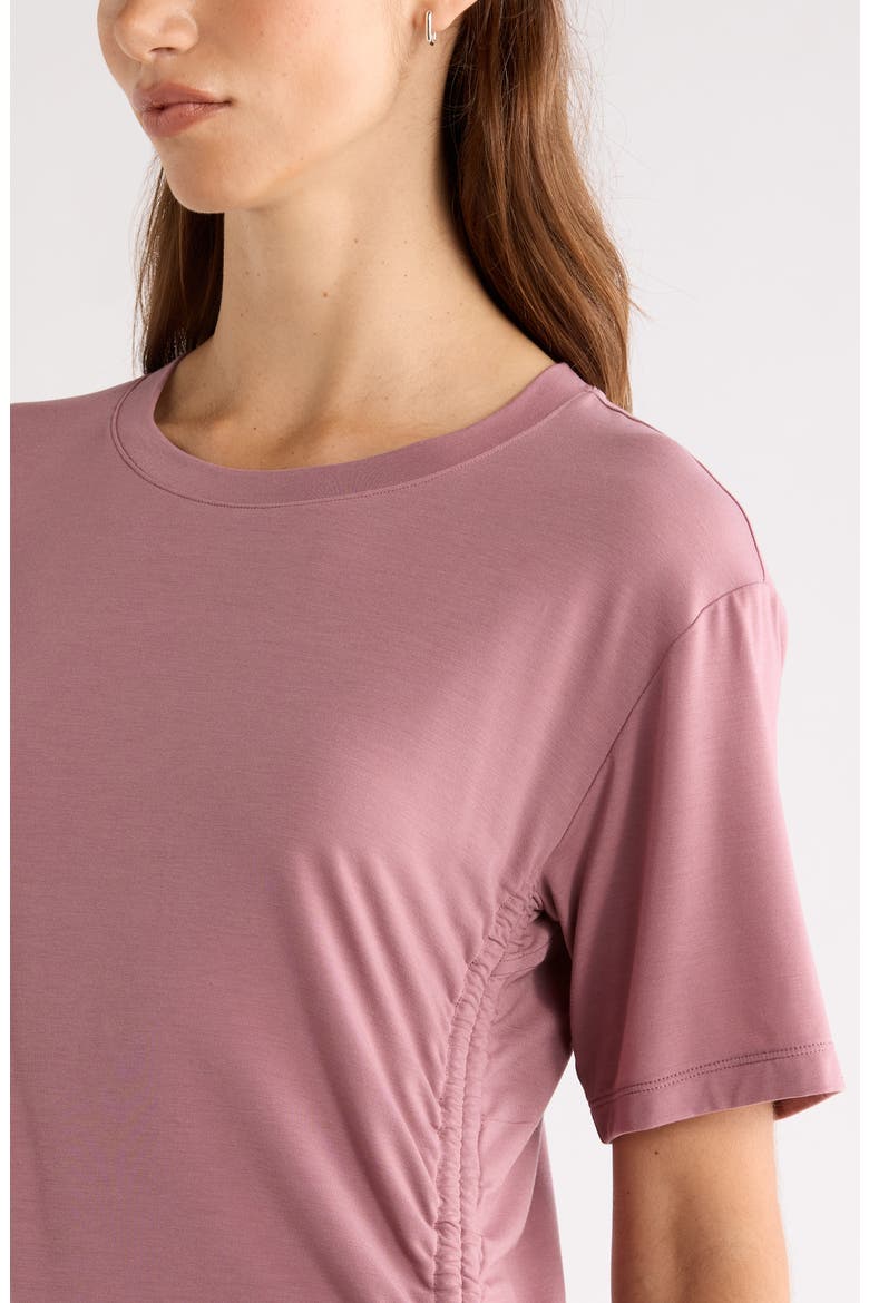 Breathe Ruched Performance T-Shirt, Alternate, color, PURPLE WISTFUL