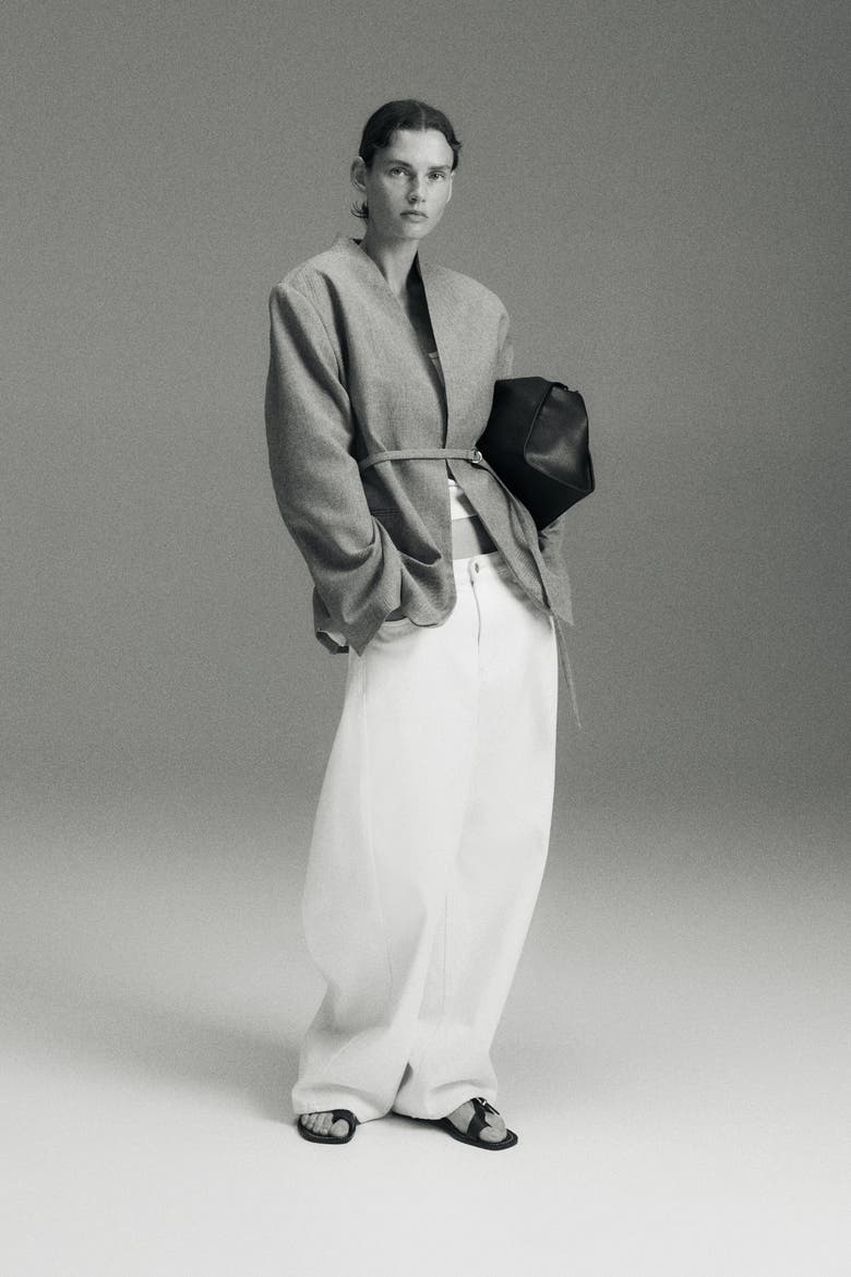 Oversized Belted Jacket, Alternate, color, Gray melange