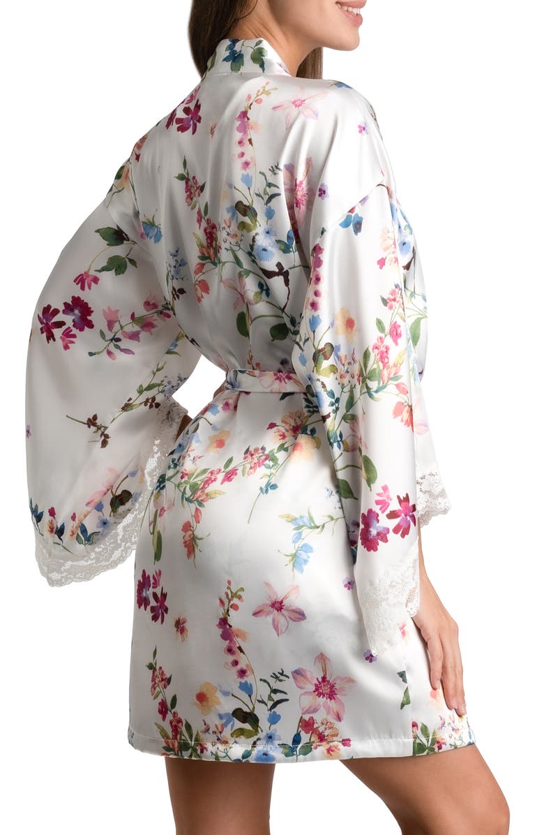 In Bloom by Jonquil Endless Love Floral Lace Trim Satin Wrap, Alternate, color, 