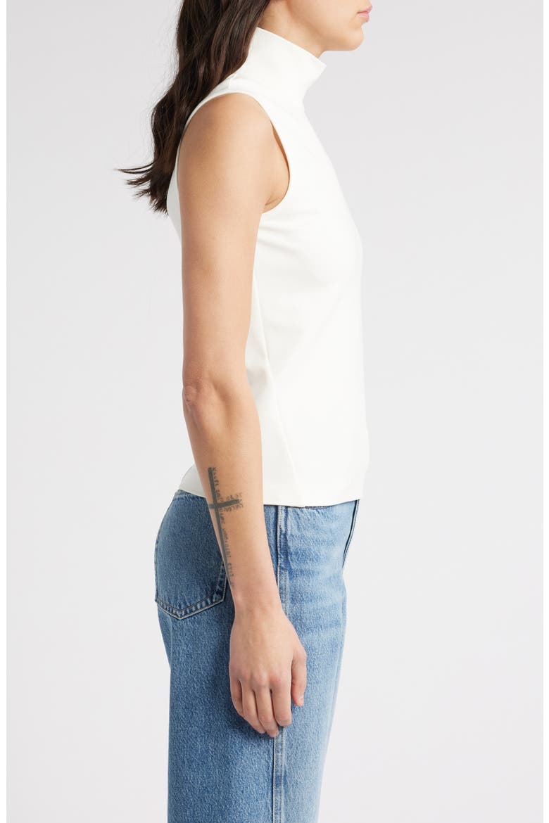 Irina Sleeveless Ponte Turtleneck Top, Alternate, color, WHITE