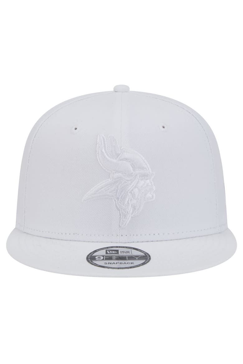 Men's New Era Minnesota Vikings Main White on White 9FIFTY Snapback Hat, Alternate, color, White