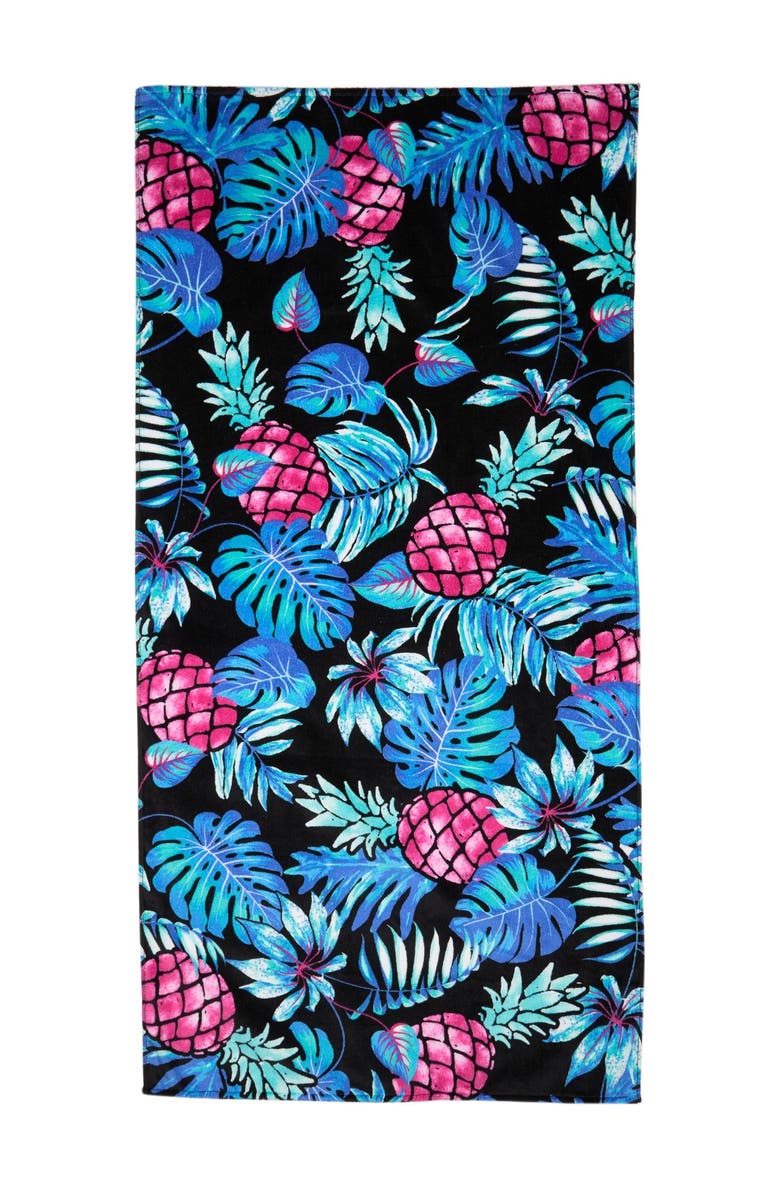 DOHLER Pineapples Leave Beach Towel - Blue, Main, color,