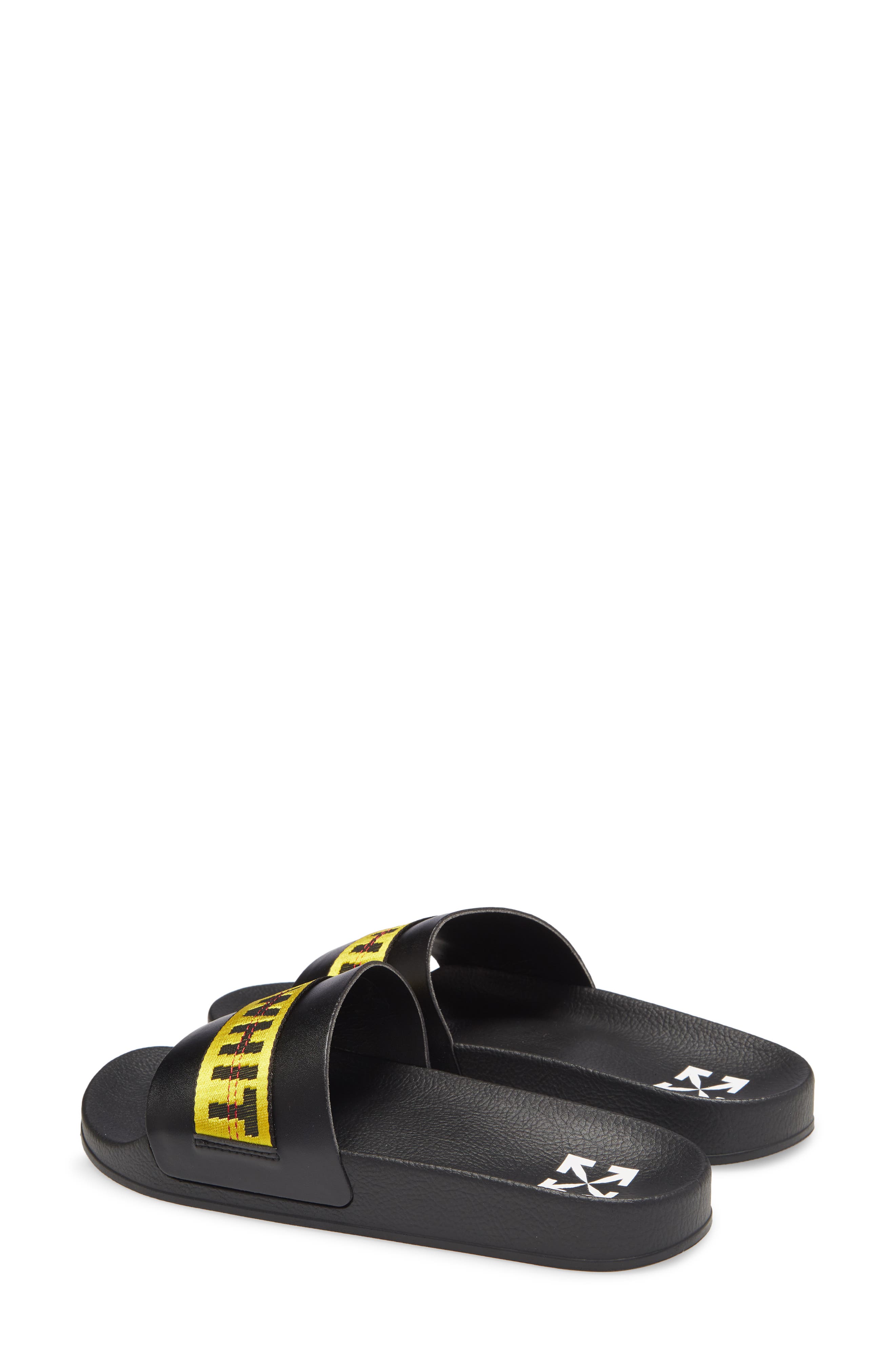 Industrial Logo Slide Sandal, Alternate, color, BLACK / YELLOW