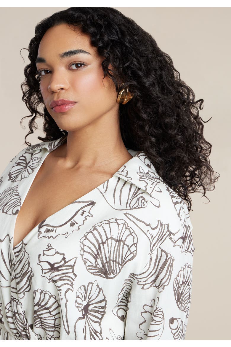 Printed Linen Mini Dress, Alternate, color, SHELLS OF ALL
