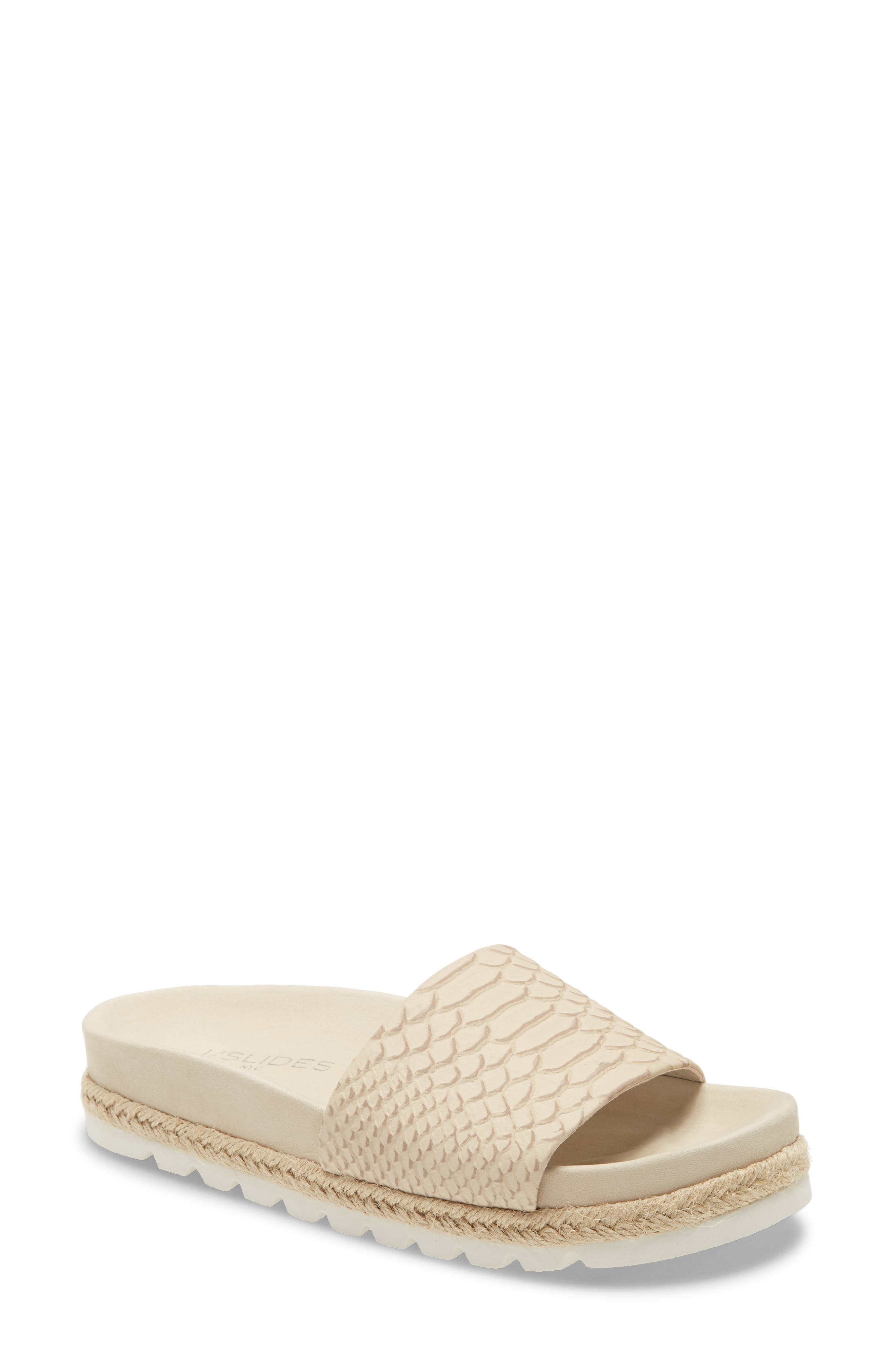 Espadrille Slide Sandal, Main, color, OFF WHITE LEATHER