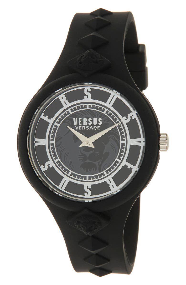 VERSUS Versace Women's Versus Fire Island Silicone Strap Watch, 39mm, Main, color, Black