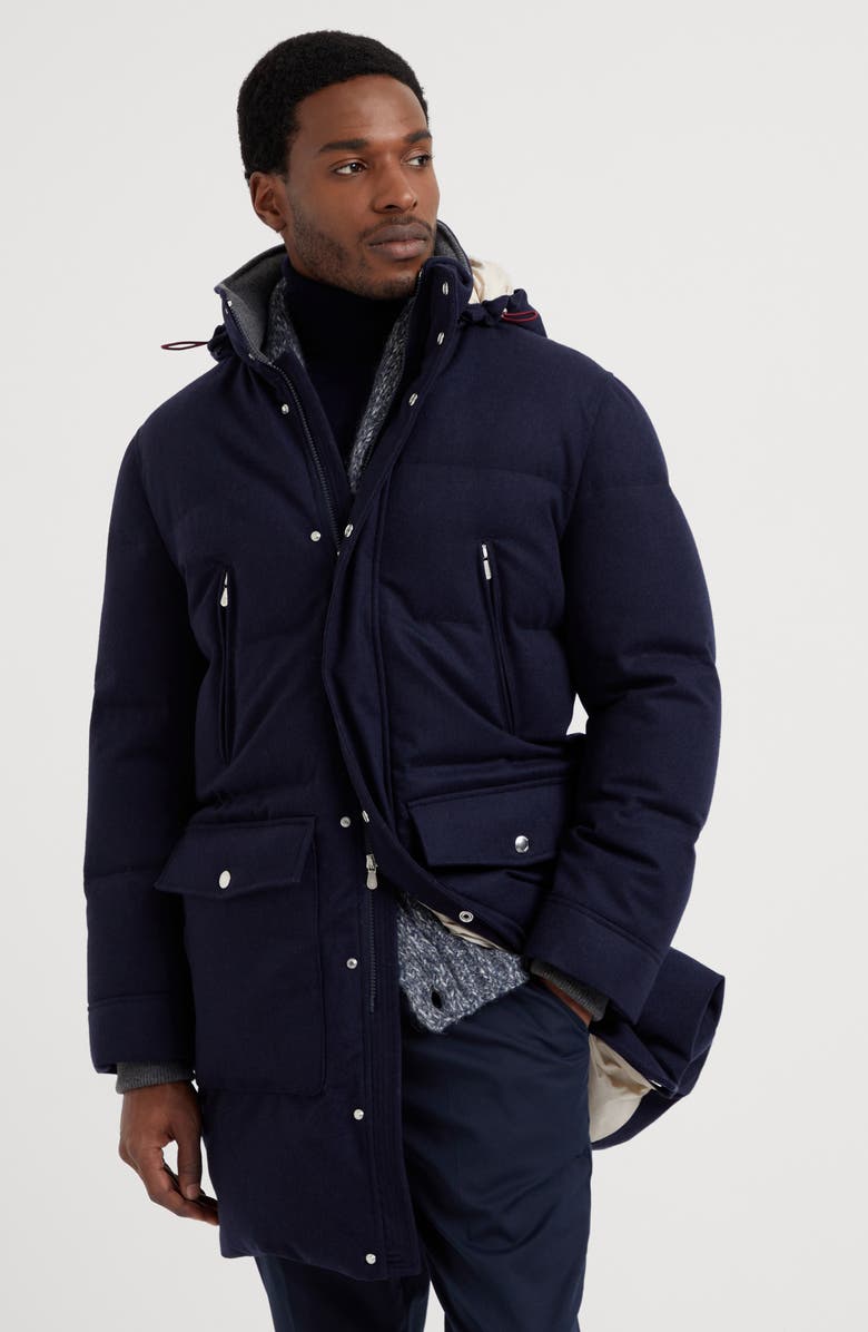 Brunello Cucinelli Wool flannel down jacket, Alternate, color, 