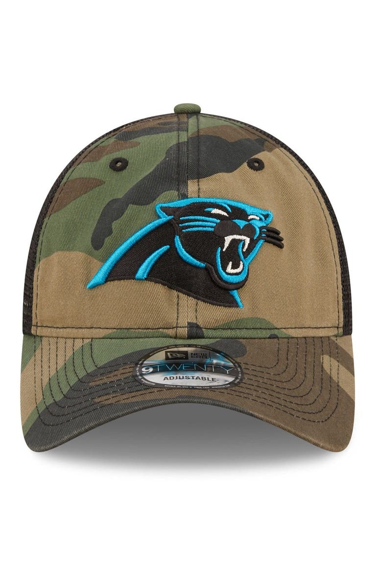 New Era Men's New Era Camo/Black Carolina Panthers Basic 9TWENTY Trucker Snapback Hat, Alternate, color, 