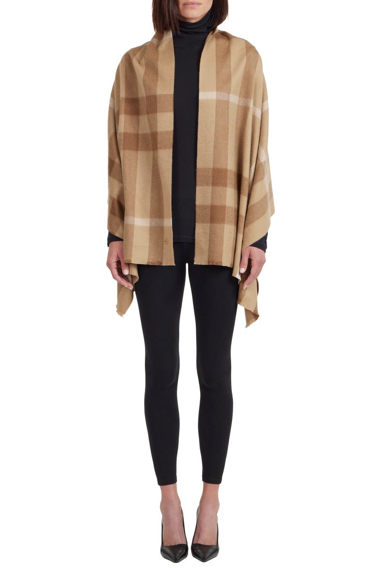 Plaid Cashmere Scarf, Alternate, color, CAMEL