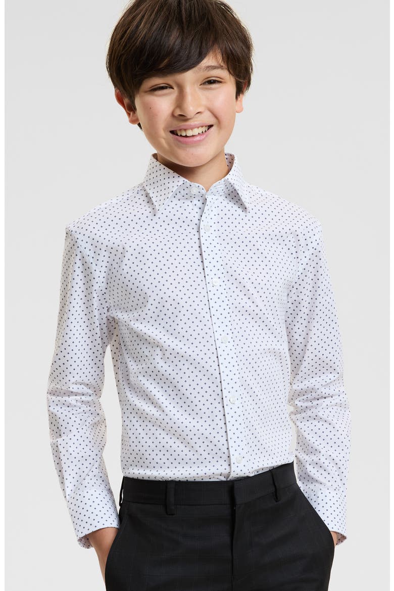 Kids' Diamond Print Button-Up Shirt, Main, color, BLUE