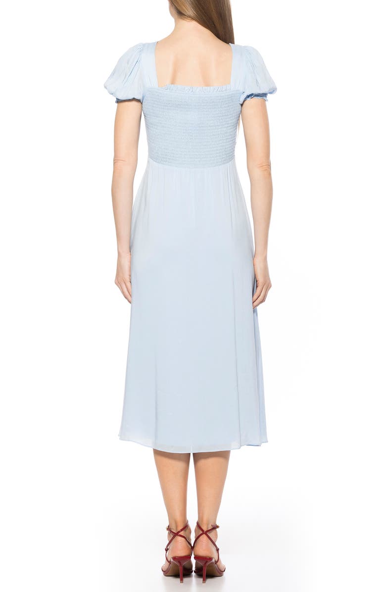 Alexia Admor Iris Smocked Short Sleeve Midi Dress, Alternate, color, Halogen Blue