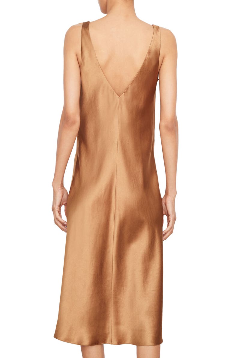 Vince Double V-Neck Satin Midi Slipdress, Alternate, color, 