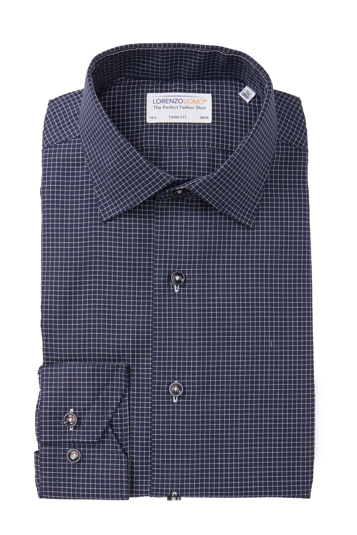 Windowpane Long Sleeve Trim Fit Shirt