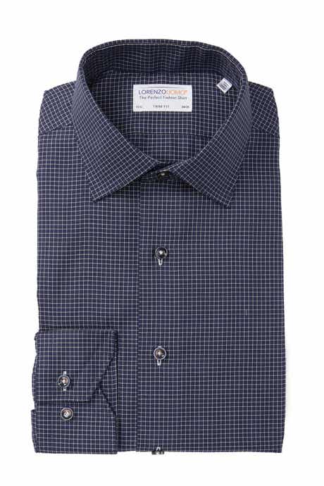 Windowpane Long Sleeve Trim Fit Shirt