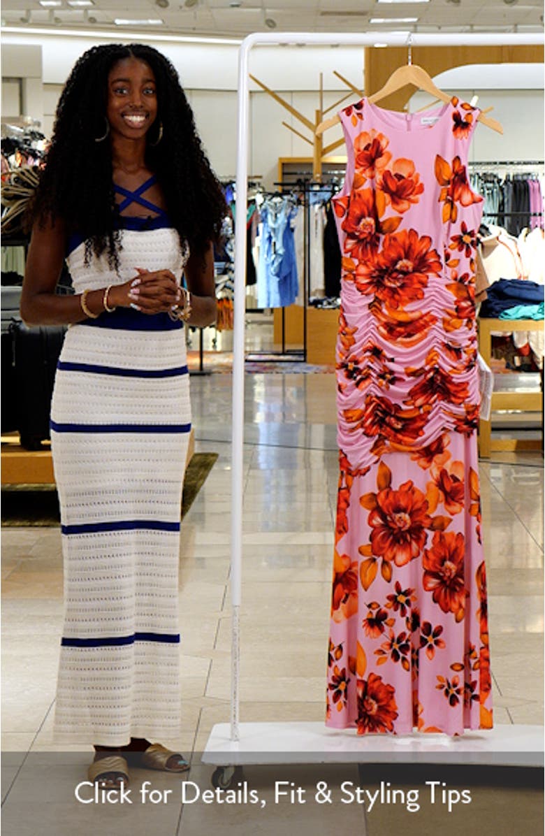 Violetta Floral Print Sleeveless Gown, sales video thumbnail