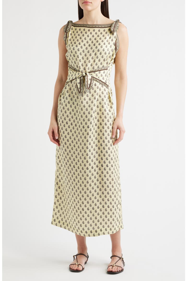 Amorette Taormina Paisley Silk Twill Column Dress, Main, color, SUNLIGHT TAORMINA PAISLEY