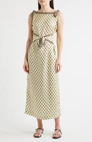 DÔEN Amorette Taormina Paisley Silk Twill Column Dress