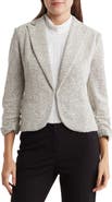 Amanda & Chelsea Bouclé Tweed Scrunch Sleeve Blazer