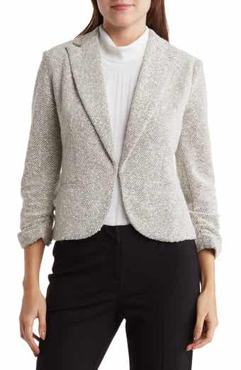 Amanda & Chelsea Bouclé Tweed Scrunch Sleeve Blazer