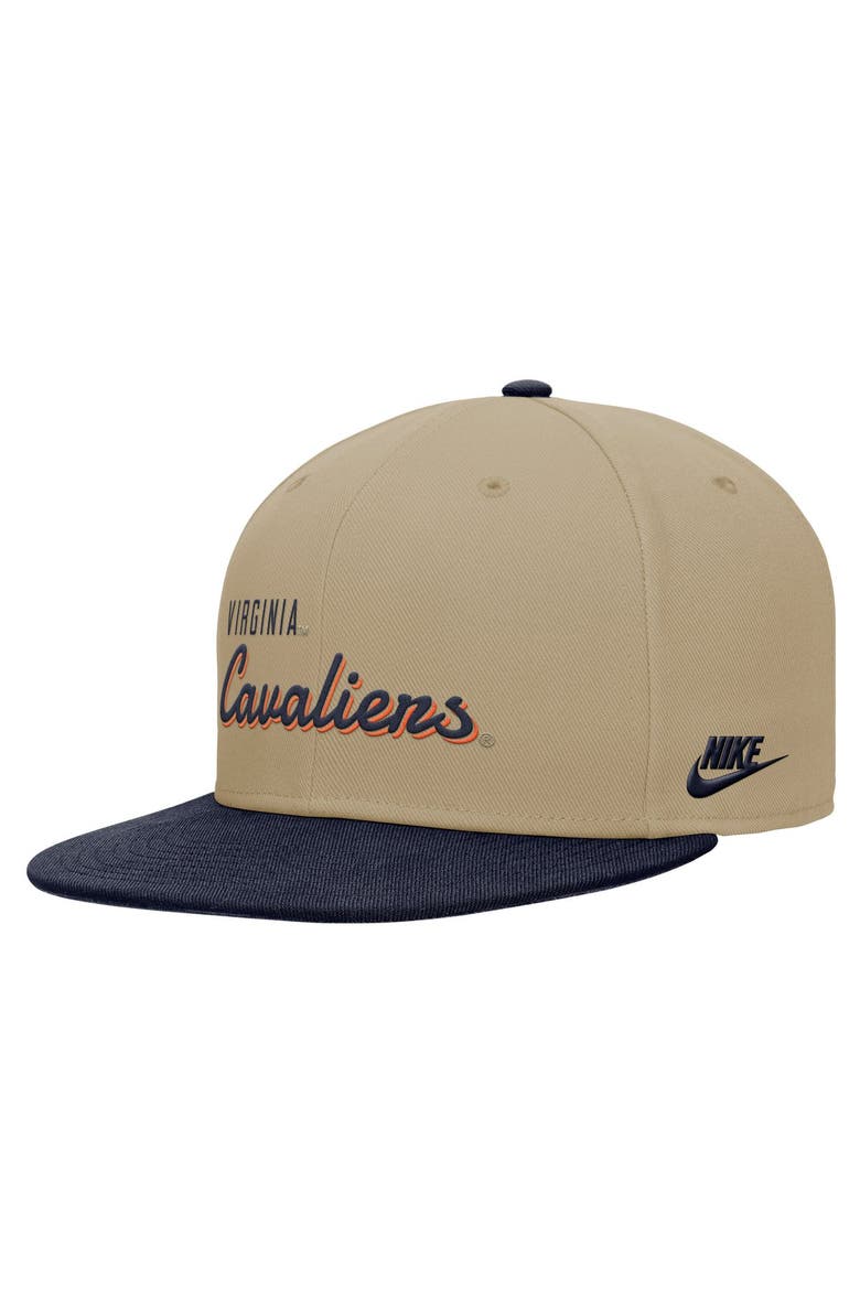 Men's Nike Beige/Navy Virginia Cavaliers Pro Dri-FIT Snapback Hat, Alternate, color, Beige