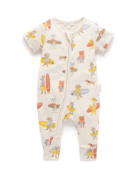 Rib Zip Short Sleeve Romper