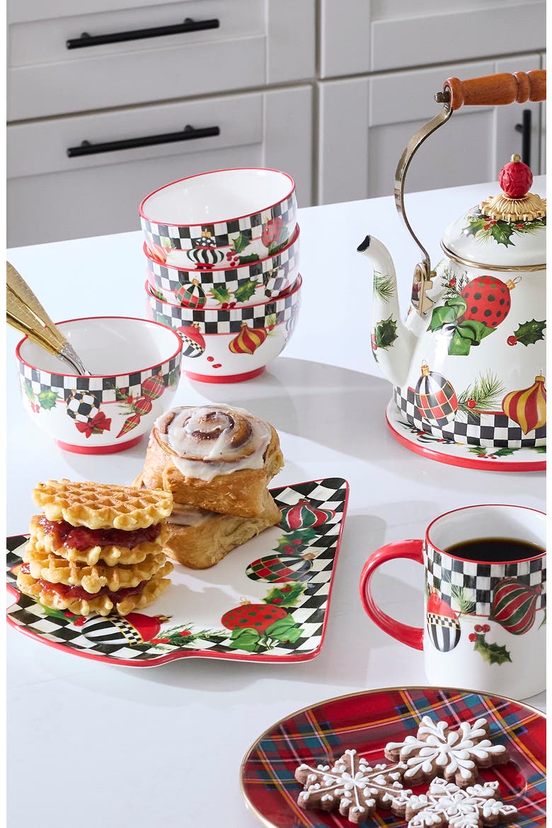 Set of 4 Deck the Halls Breakfast Dinnerware Bowls, Alternate, color, MULTI