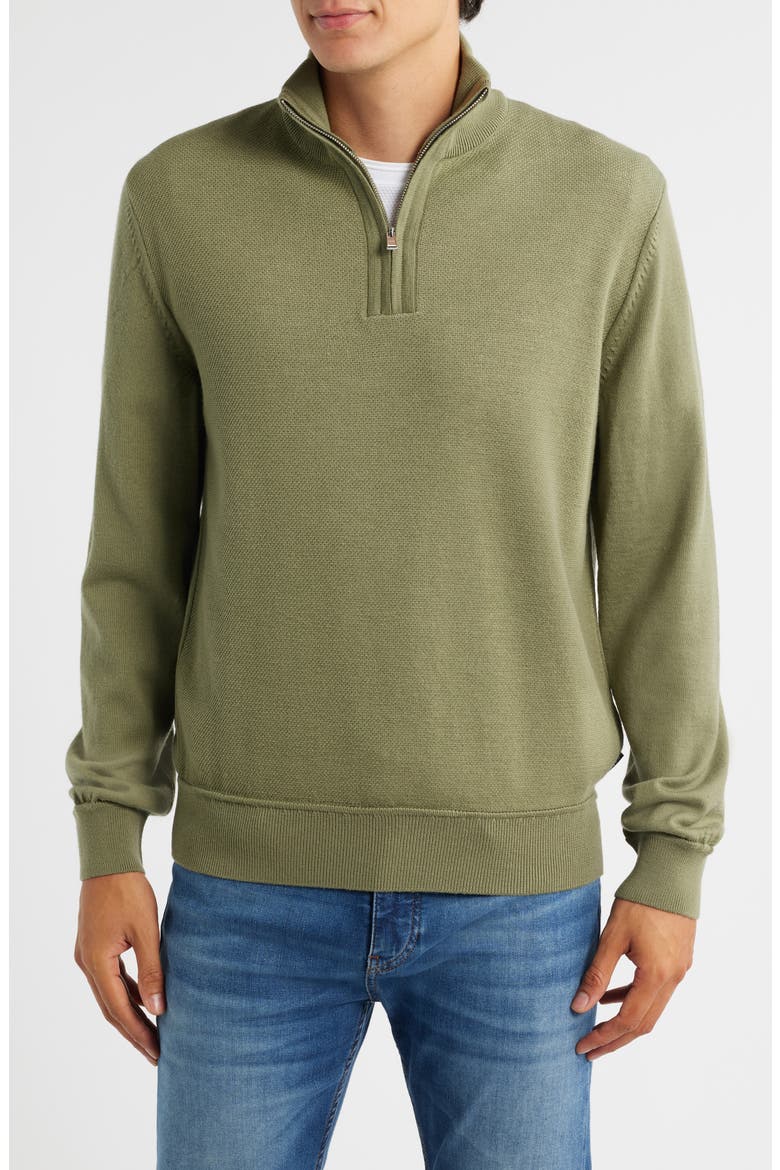 Illario Quarter Zip Sweater, Main, color, MEDIUM GREEN