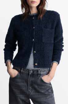 MANGO Bouclé Cardigan