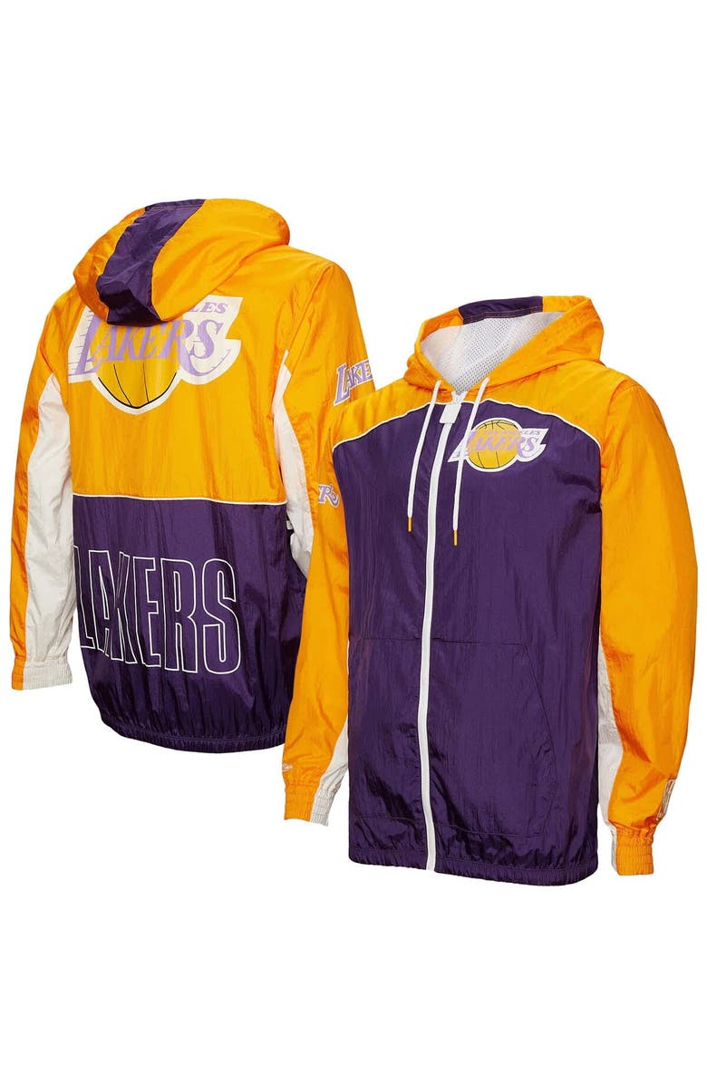 Mitchell & Ness Men's Mitchell & Ness Purple Los Angeles Lakers Hardwood Classics Big Shot Premium Full-Zip Windbreaker Jacket, Alternate, color, Purple