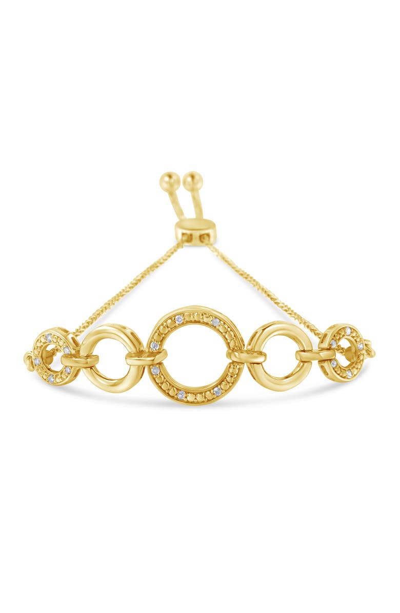 Haus of Brilliance 10K Yellow Gold over Silver Diamond Accent Graduated Infinity Circle Bolo Bracelet, Alternate, color, Yellow