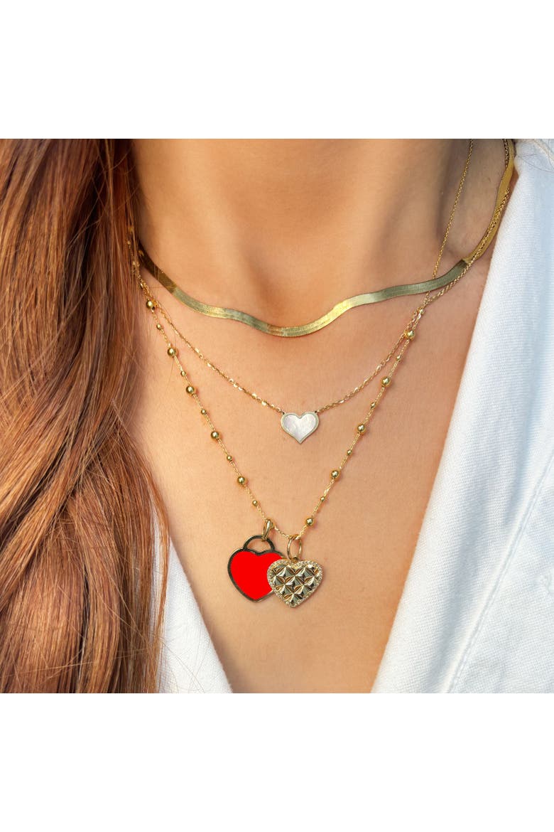 Coral Heart Padlock Charm, Alternate, color, Coral