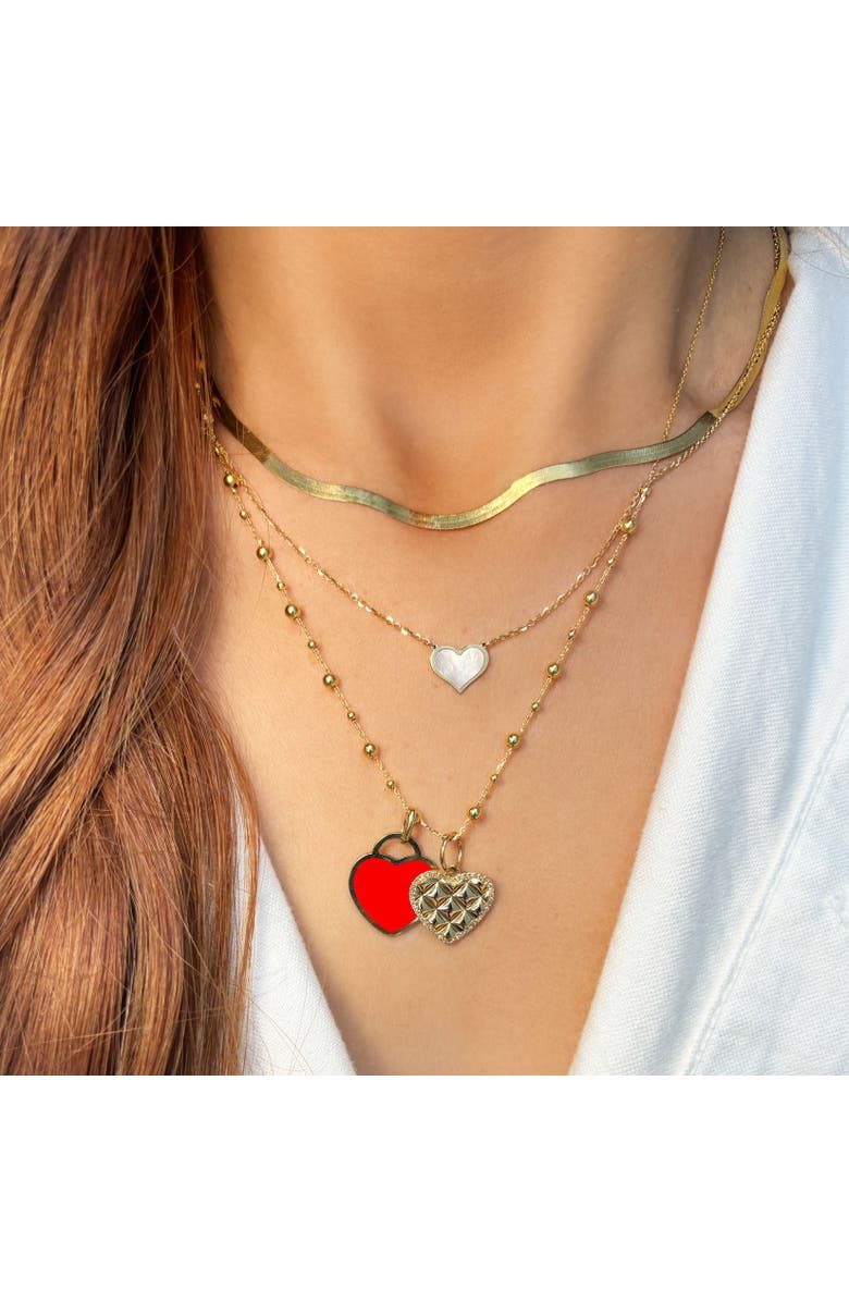 The Lovery Fine Jewelry Coral Heart Padlock Charm, Alternate, color, Coral